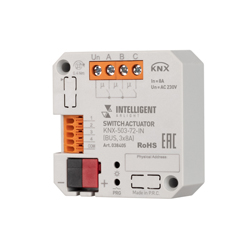INTELLIGENT ARLIGHT Релейный модуль KNX-503-72-IN (BUS, 3x8A) (IARL, IP20 Пластик, 3 года)